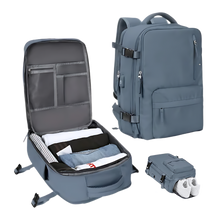 Cargar imagen en el visor de la galería, Mochila de viaje impermeable con carga USB
-Azul marino - Ozerty