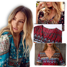 Cargar imagen en el visor de la galería, Vestido bohemio con cuello de pico

 - Ozerty
