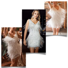 Cargar imagen en el visor de la galería, Vestido de lentejuelas con cuello de pico

 - Ozerty
