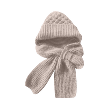 Cargar imagen en el visor de la galería, Gorro y bufanda de punto 2 en 1, con protección auditiva y material cortaviento

 -Beige - Ozerty
