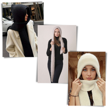 Cargar imagen en el visor de la galería, Gorro y bufanda de punto 2 en 1, con protección auditiva y material cortaviento

 - Ozerty
